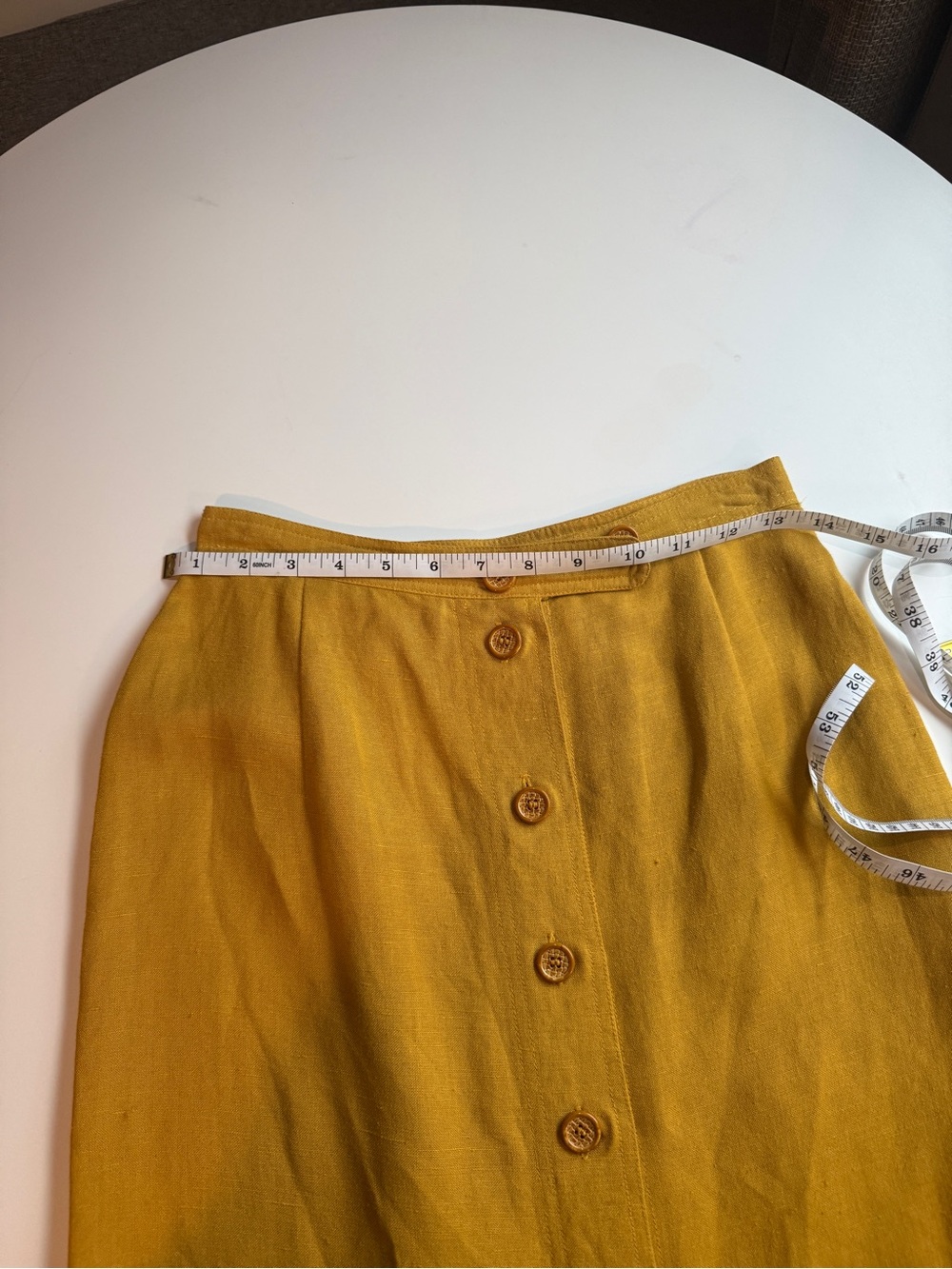 Linen blend Mustard Button-Front Maxi Skirt - Picture 8 of 9